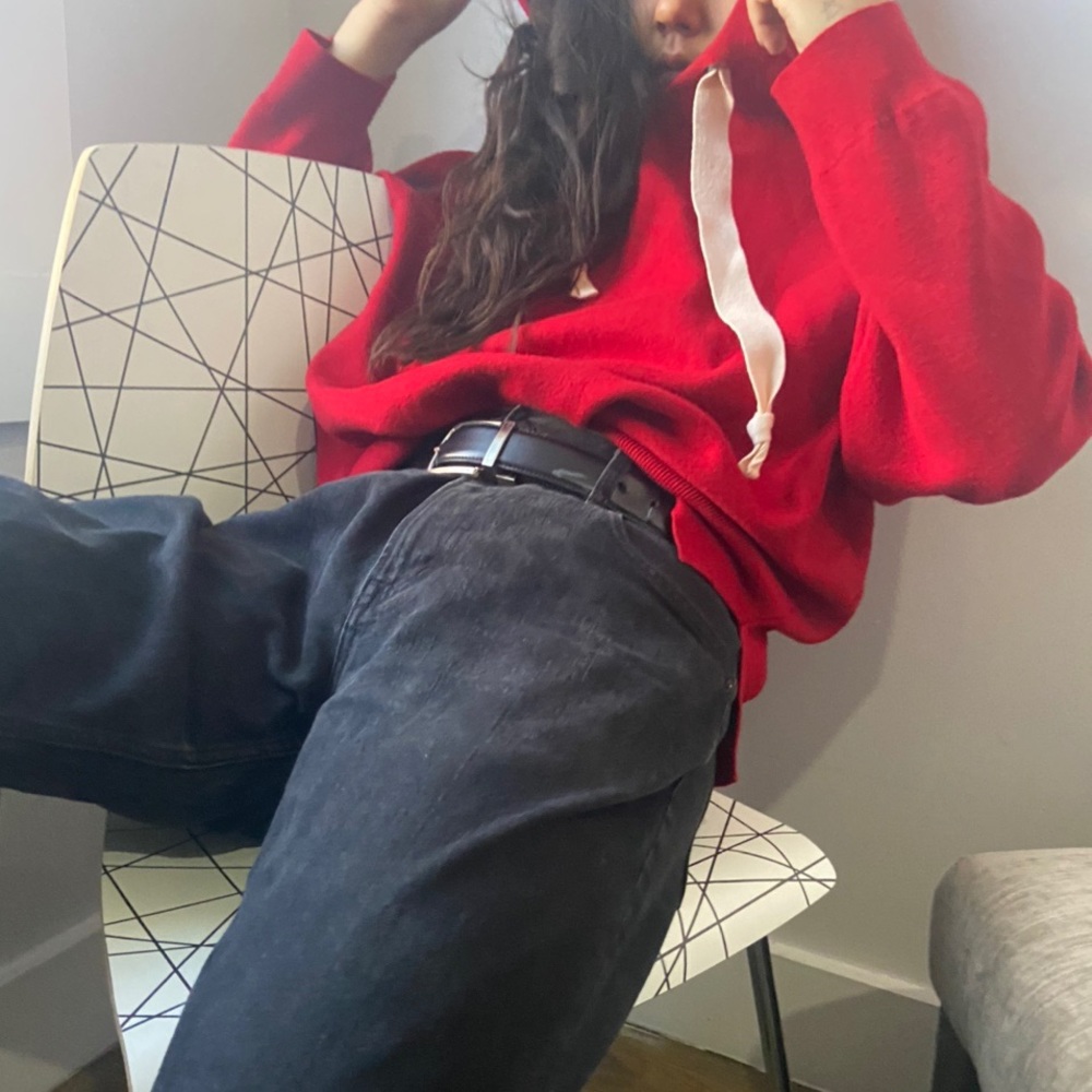 Zara Red Hoodie w oversized strings